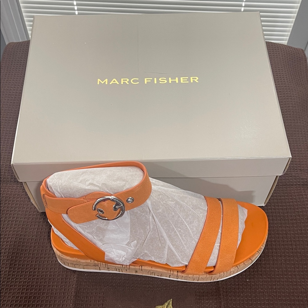 Marc Fisher Vibrant Orange Wedge Sandals